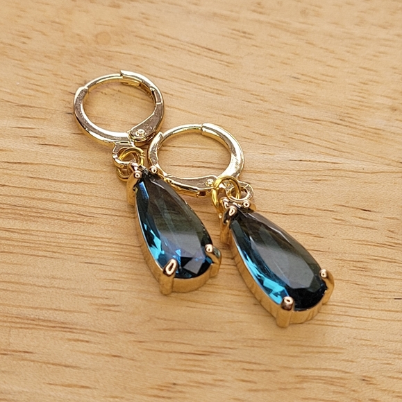 Sapphire 18k Gold Plated Bezel Earring - Picture 2 of 6